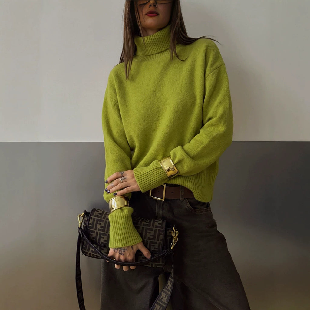 Women’s Solid Color Loose-Fit Knit Sweater – Cozy Casual Everyday Style