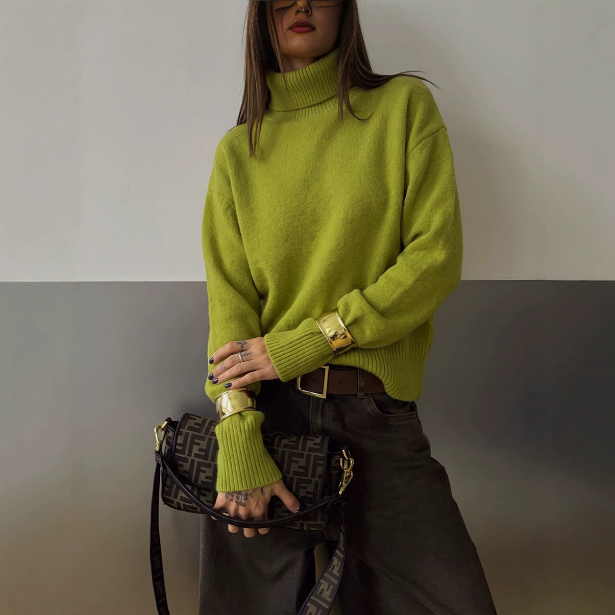 Women’s Solid Color Loose-Fit Knit Sweater – Cozy Casual Everyday Style
