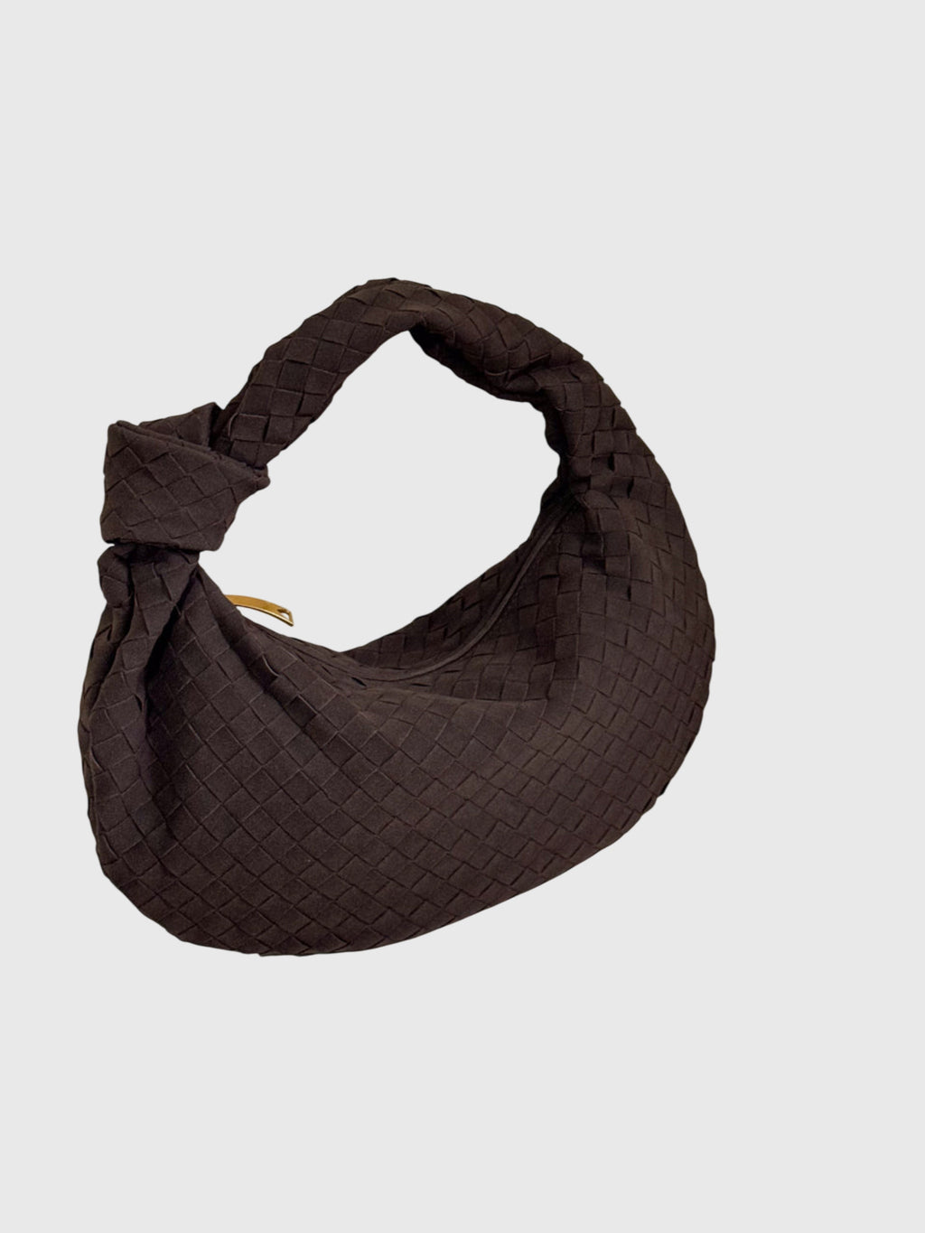 Women’s Medium Suede Woven Bag – Elegant Knotted Chic Style