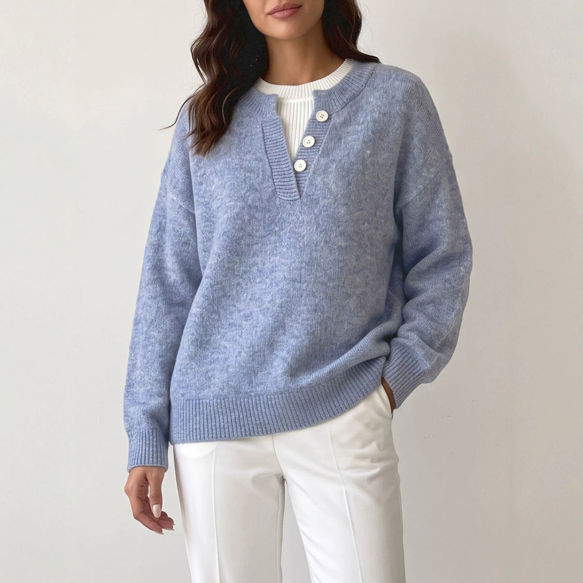 Faux Two-Piece Half-Zip Sweater - Modern and Cozy