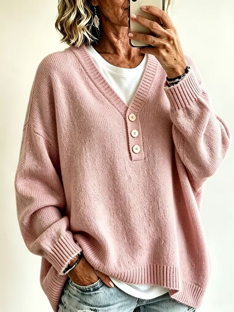 Women’s Solid Color Casual Sweater – Soft Cozy Everyday Style