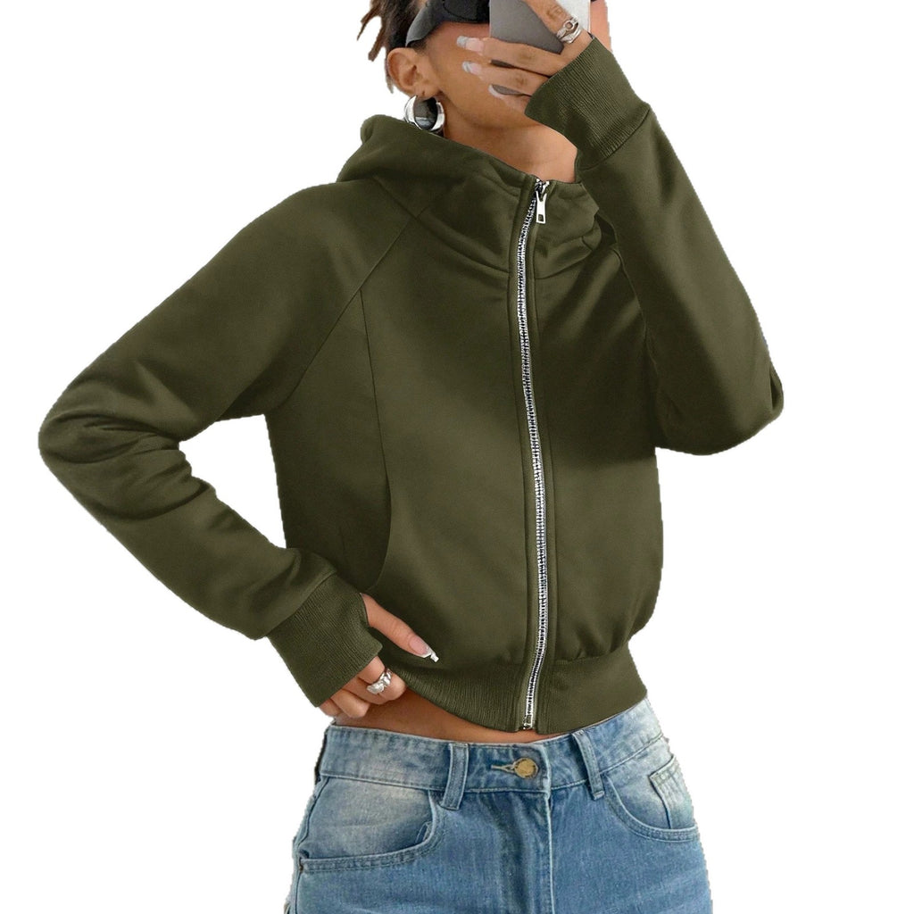 Cropped Solid Hoodie for Women - Casual and Comfortable