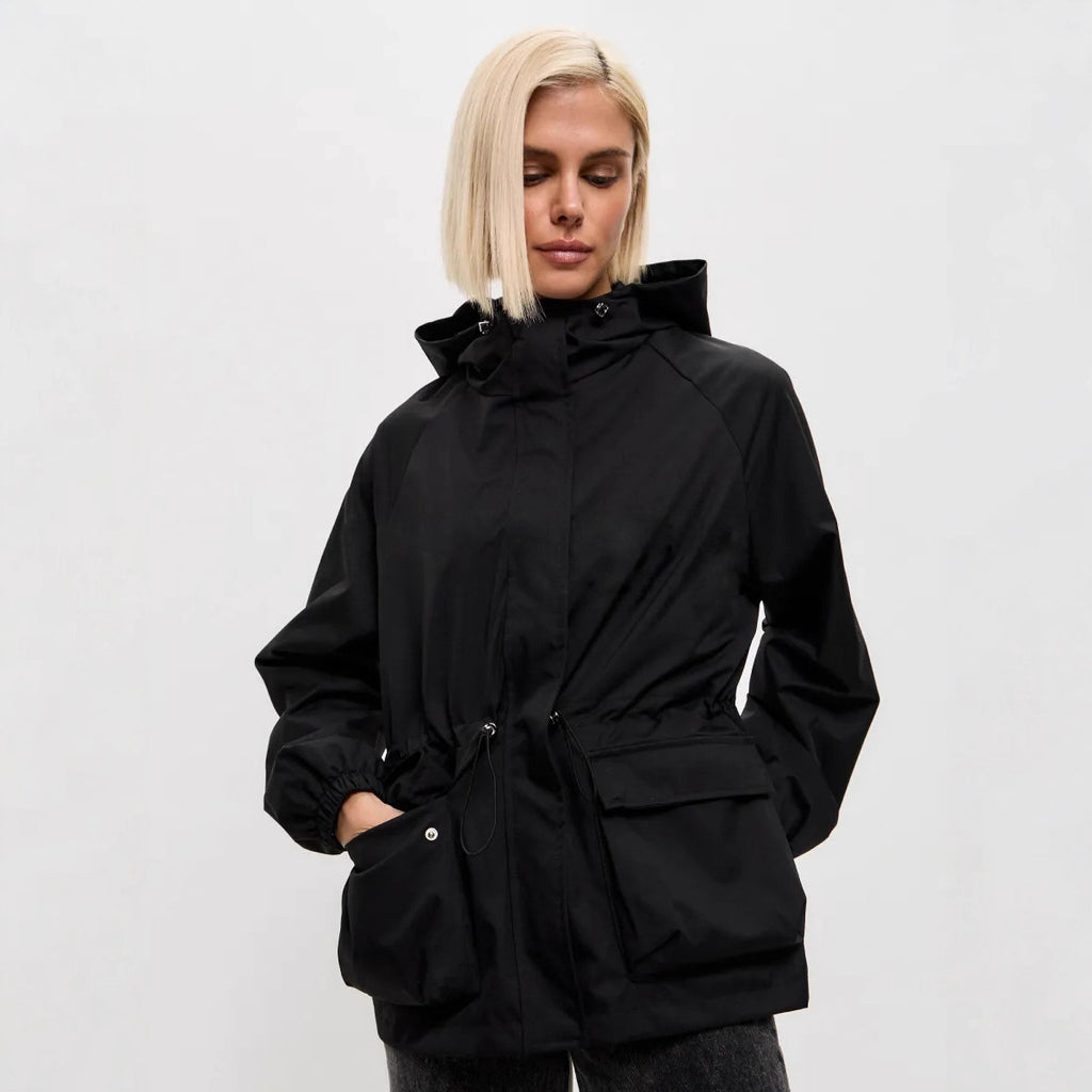 Women's Hooded Drawstring Jacket - Lightweight Casual Outdoor Layer