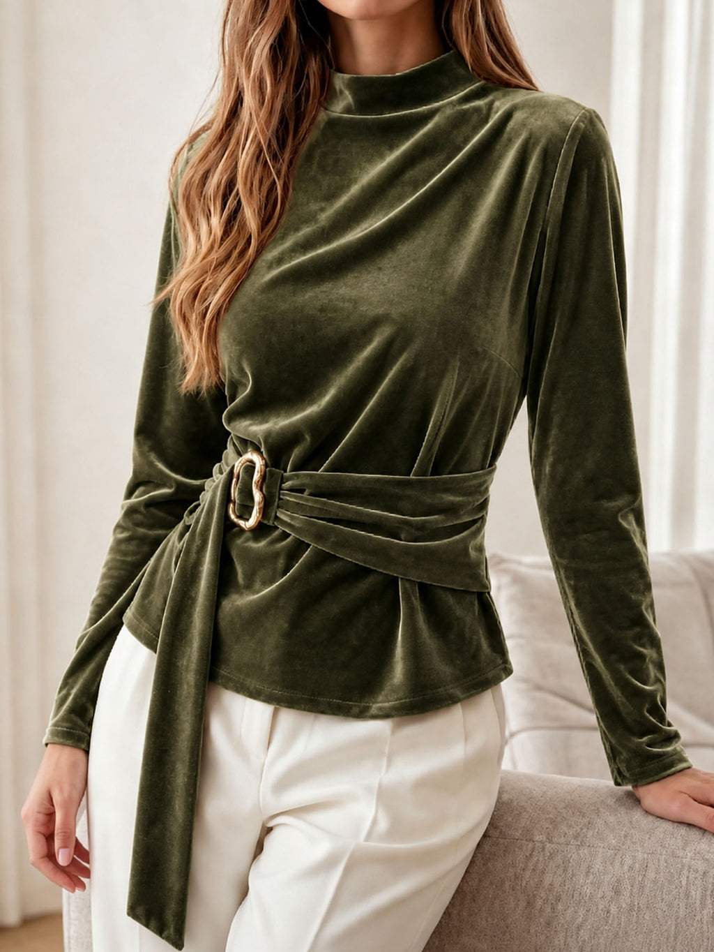 Women's Polyester Long Sleeve Top - Simple Easy Everyday Basic