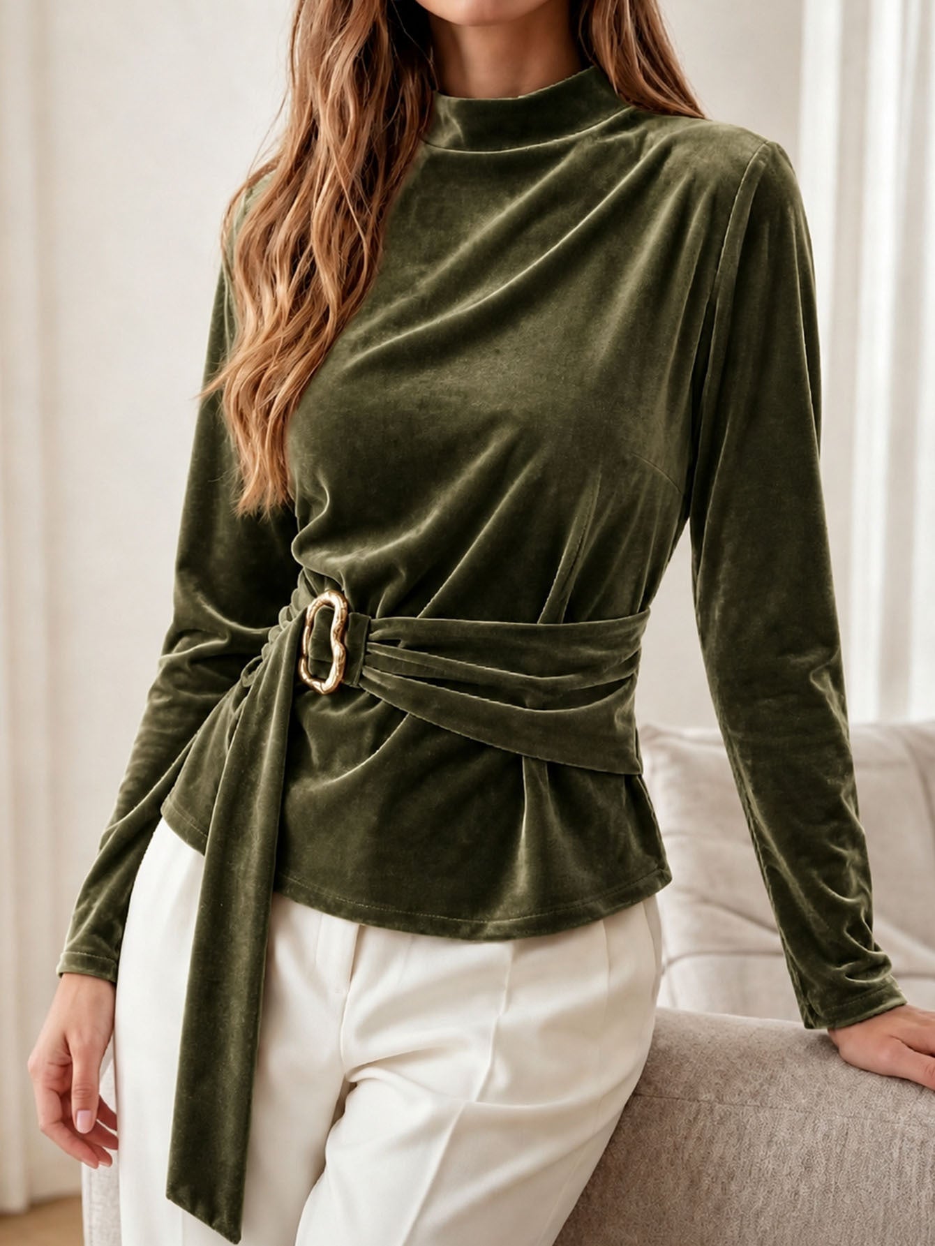 Women's Polyester Long Sleeve Top - Simple Easy Everyday Basic
