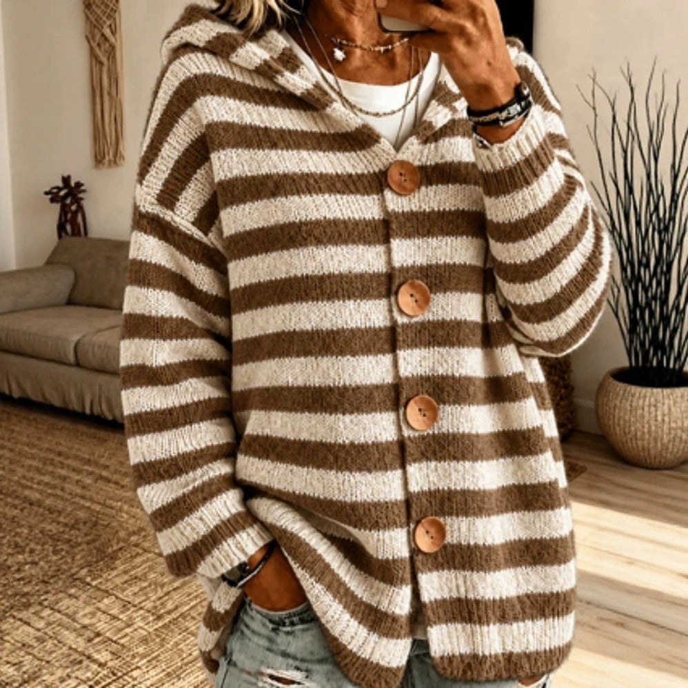 Women's Striped Knit Sweater - Soft Casual Everyday Layer