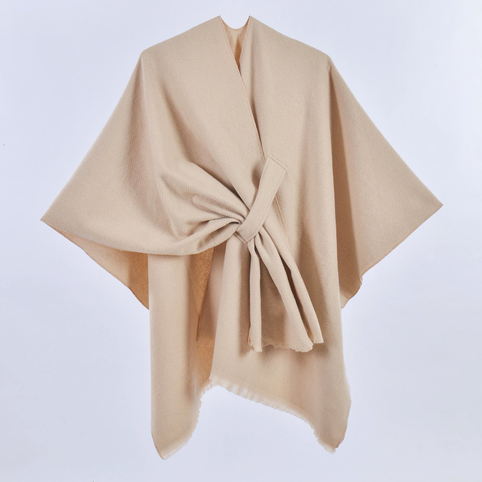 Women's Tie-Front Poncho Cape - Minimalist Loose Outerwear