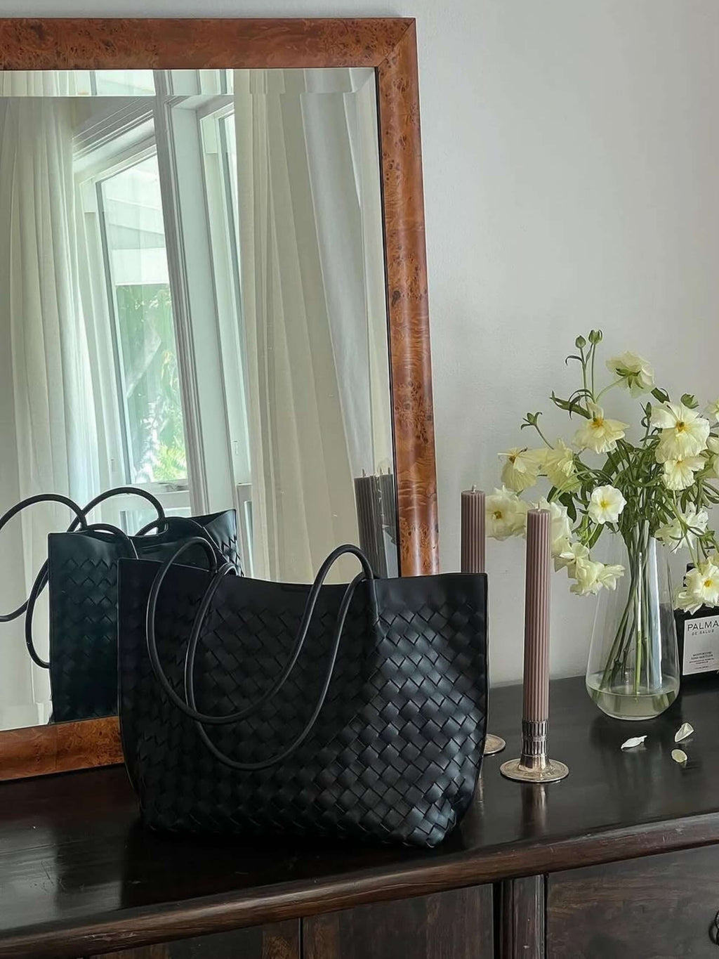 Women's Woven Tote Bag - Spacious Elegant Everyday Carryall