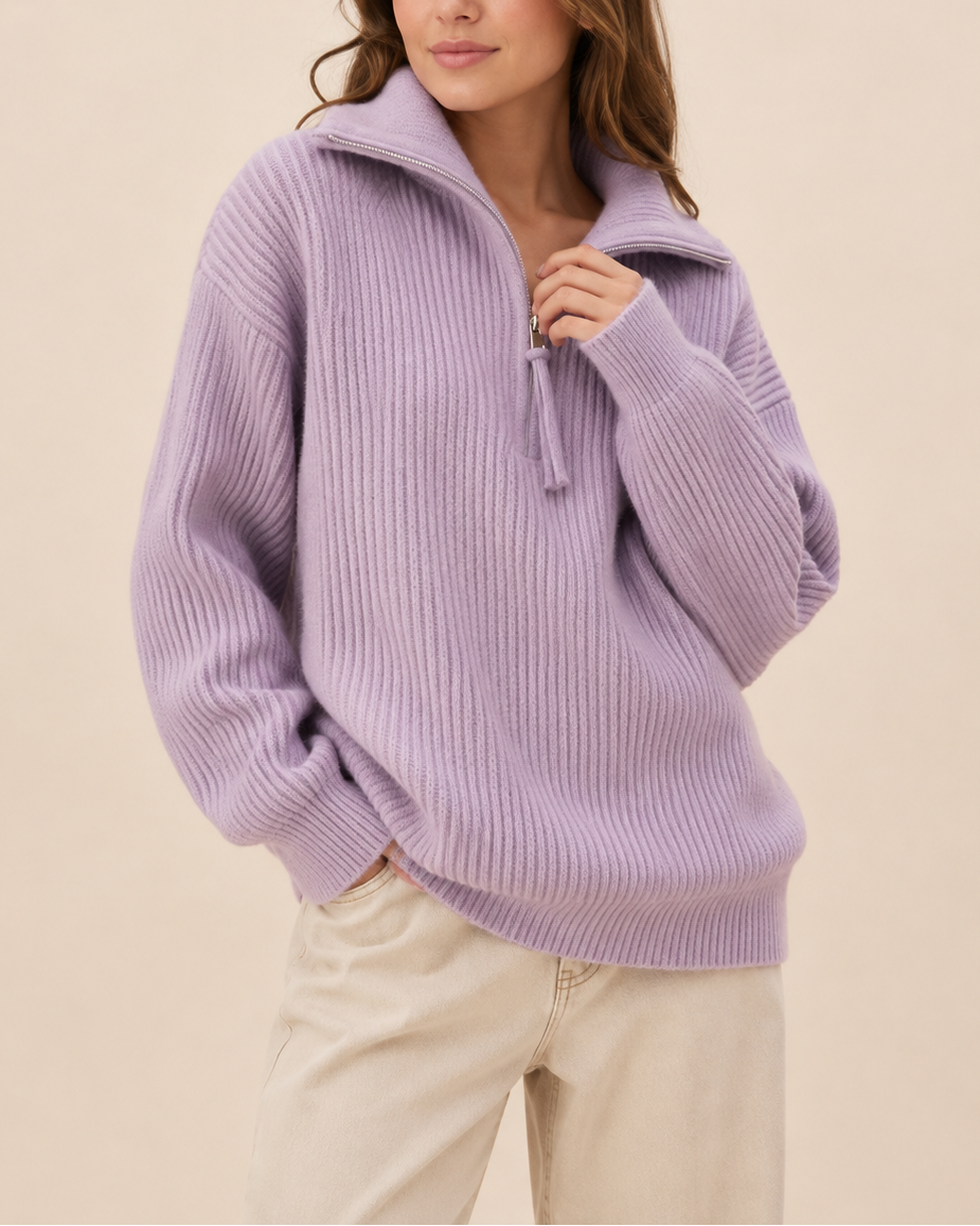 Quarter-Zip Polo Sweater - Sporty and Comfortable