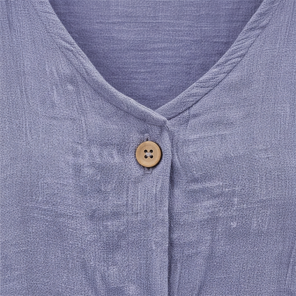 Women's V Neck Button Blouse – Linen Cotton 3/4 Sleeve Top