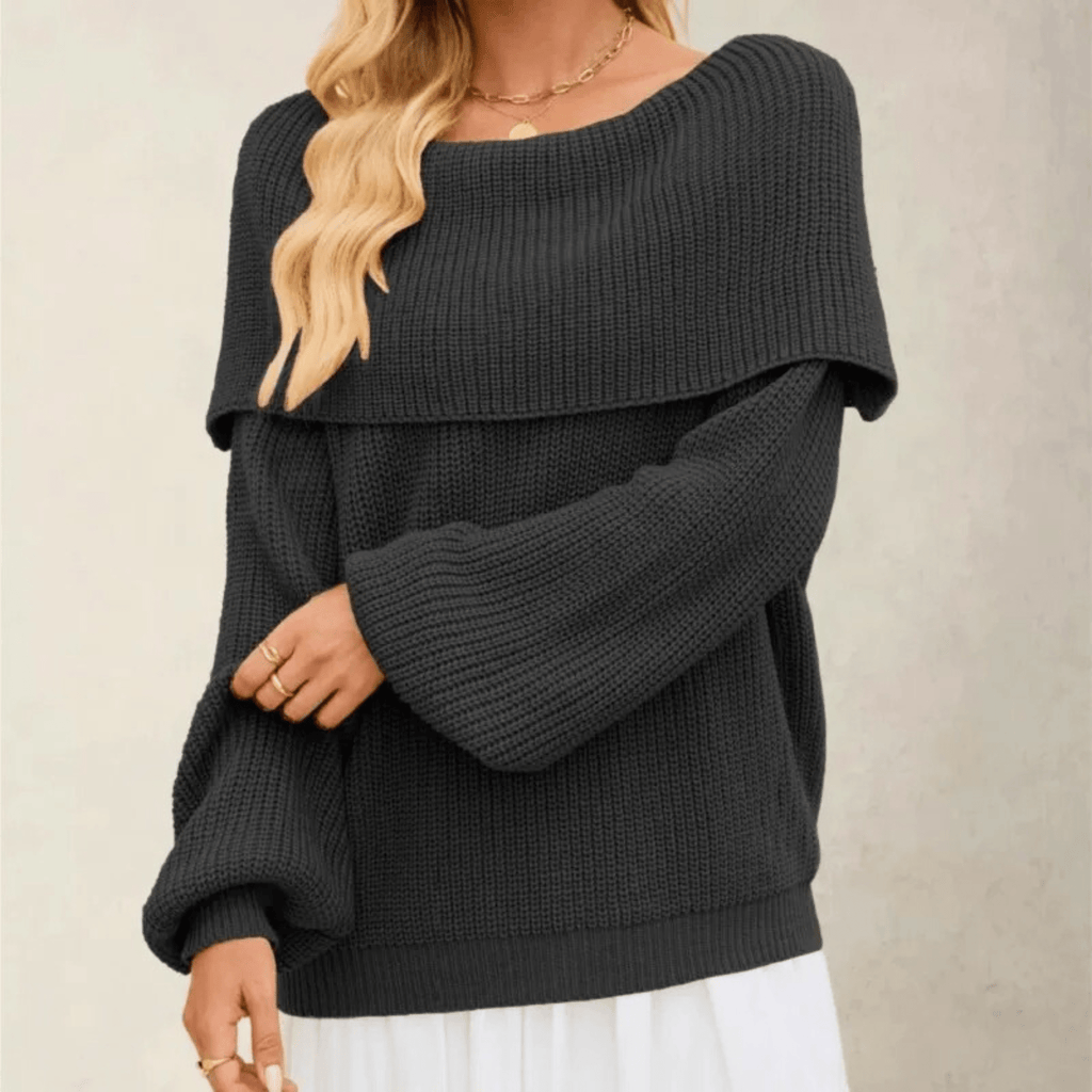 Women's Off-Shoulder Knit Sweater - Soft Elegant Everyday Layer