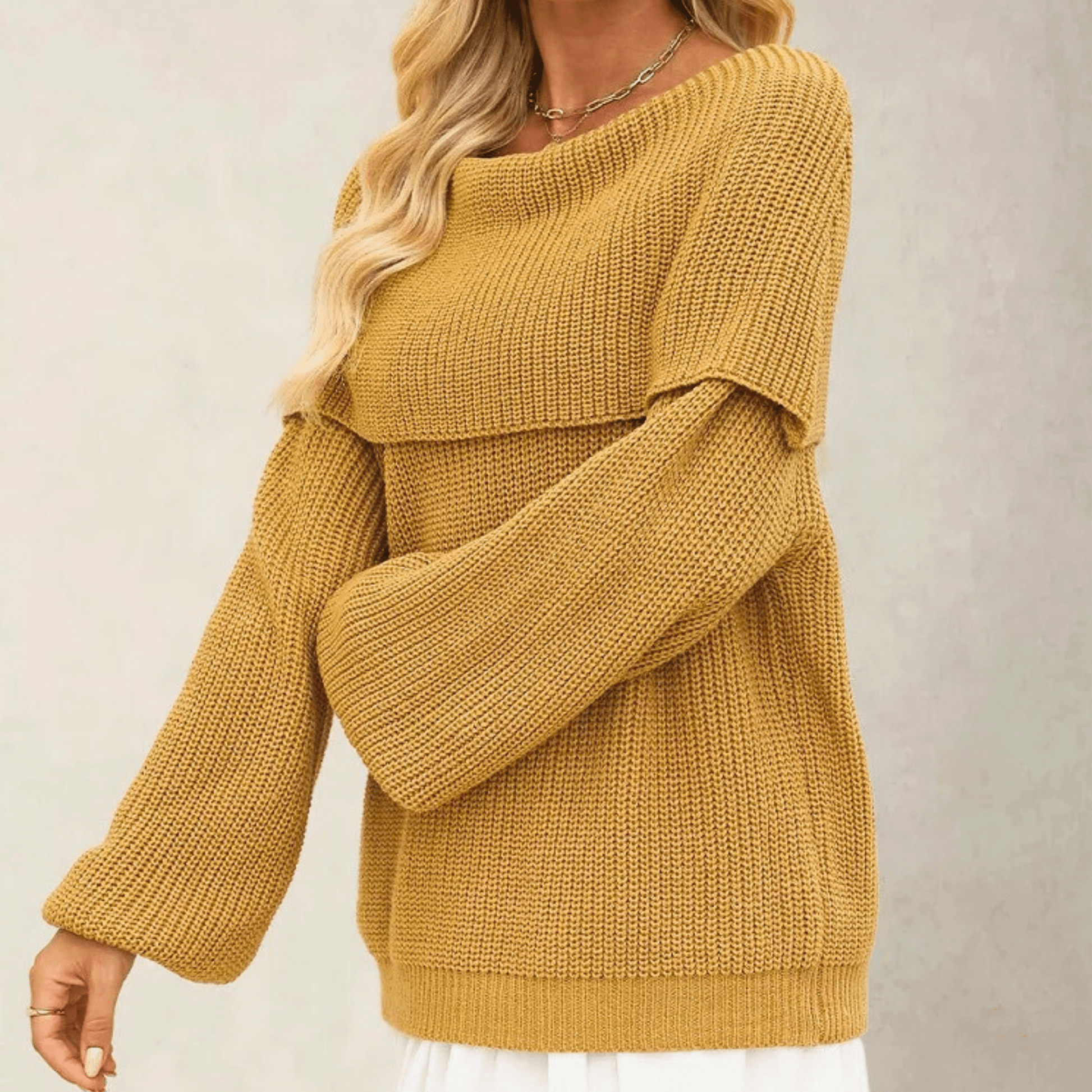 Women's Off-Shoulder Knit Sweater - Soft Elegant Everyday Layer