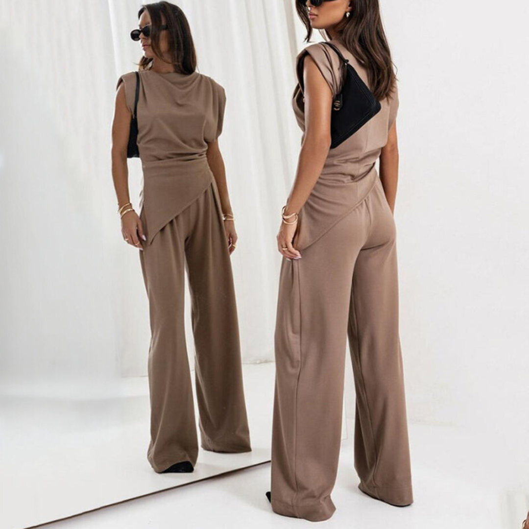 Women's Sleeveless Palazzo Set – Elegant Flowy Two Piece Outfit