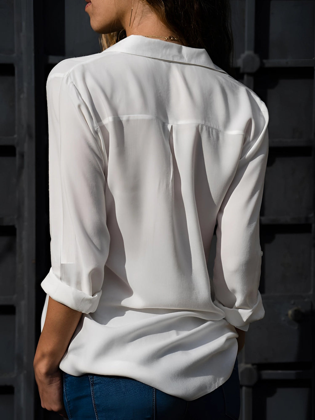 Women's Elegant Long Sleeve Blouse – Lightweight V-Neck Everyday Top