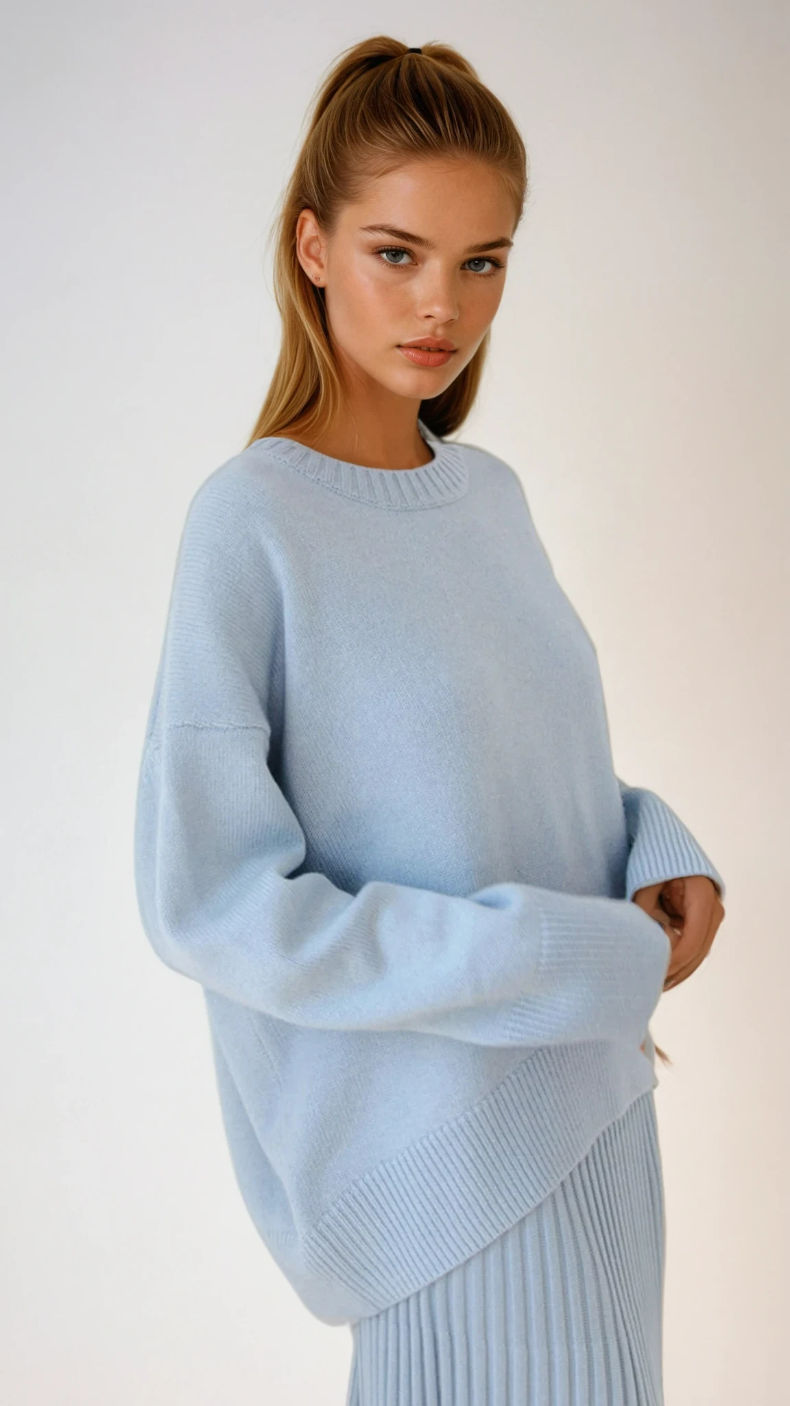 Women’s Oversized Crewneck Knit Sweater – Cozy Casual Top