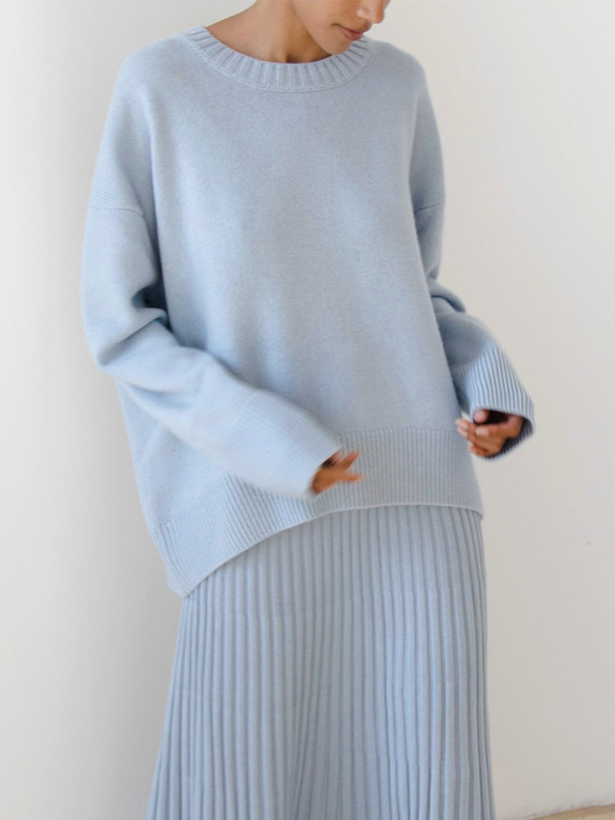 Women’s Oversized Crewneck Knit Sweater – Cozy Casual Top