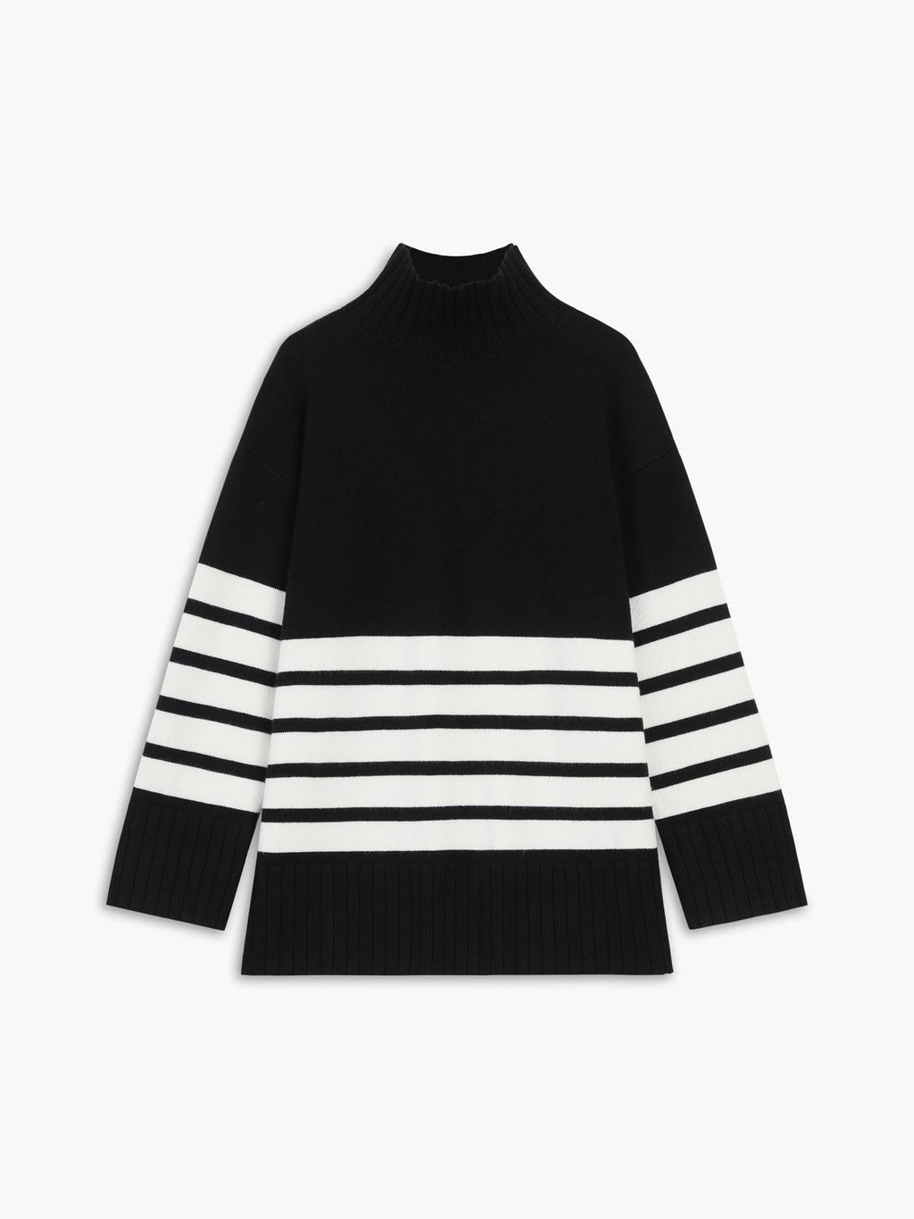 Women's Mock Neck Striped Sweater - Chic Everyday Knit