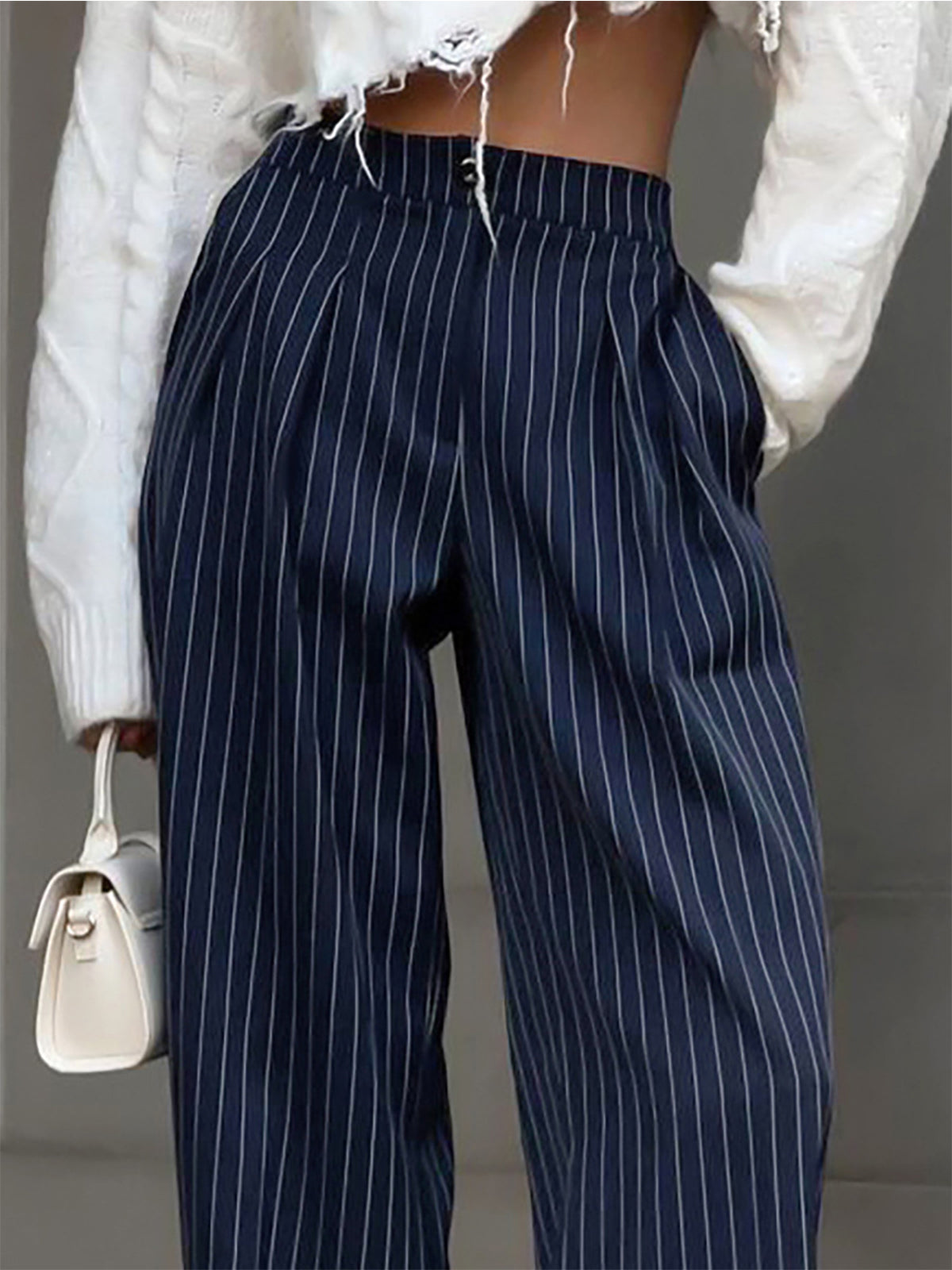 Hedy Women’s Striped Wide-Leg Pants – High-Waist Elegant Comfortable Work Style
