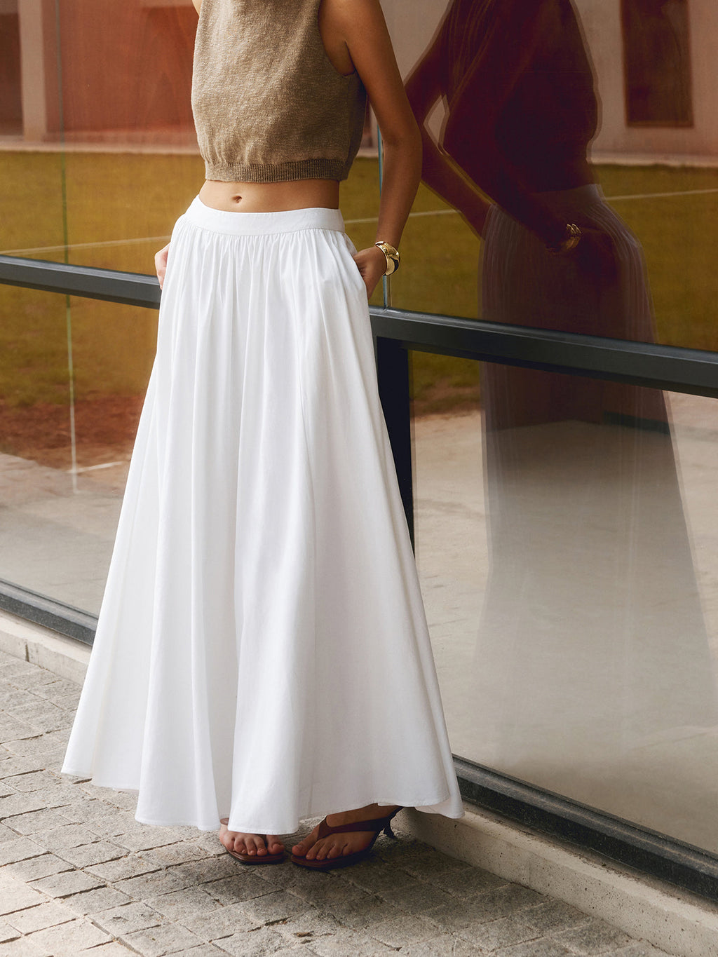 Felipa Women’s High-Waist Maxi Skirt – Pleated Elegant Flowy Summer Style