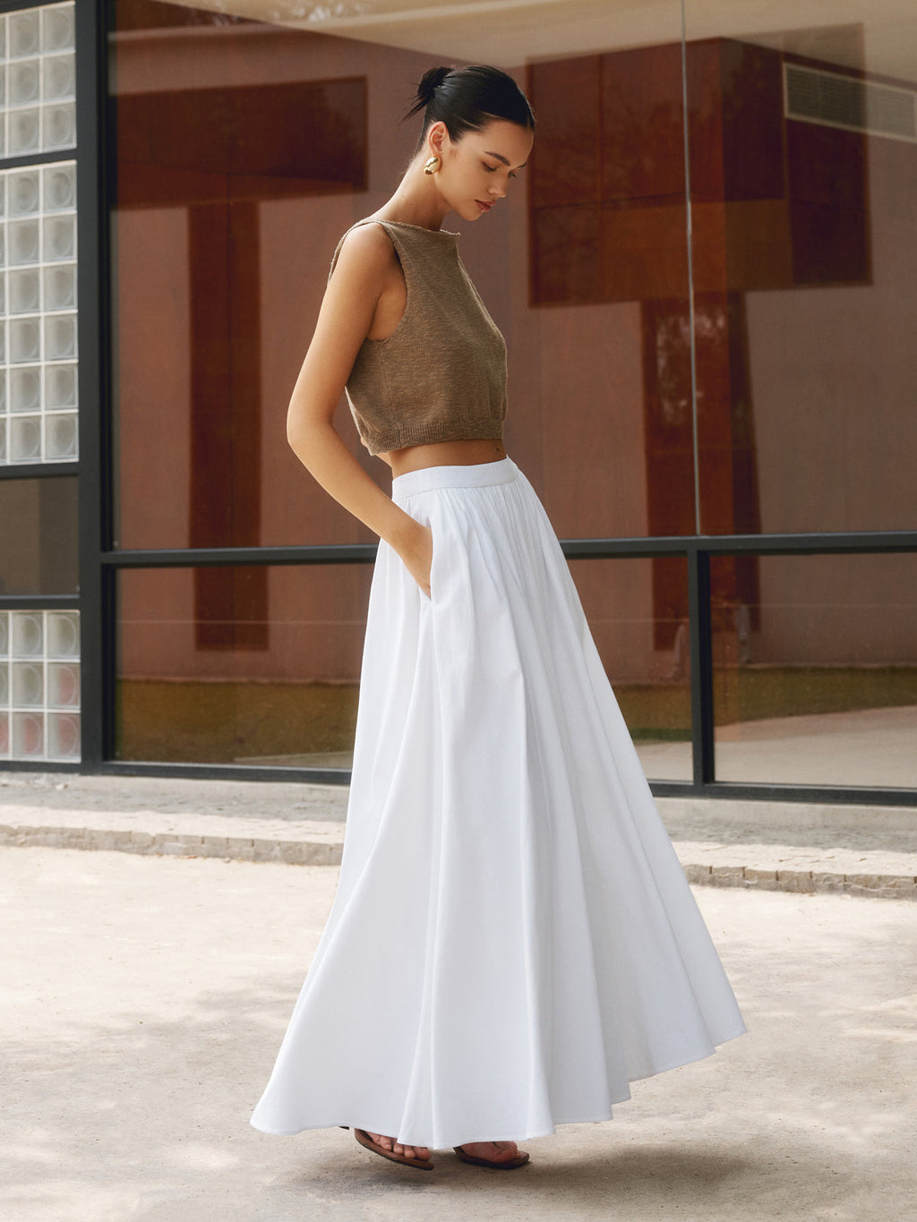 Felipa Women’s High-Waist Maxi Skirt – Pleated Elegant Flowy Summer Style