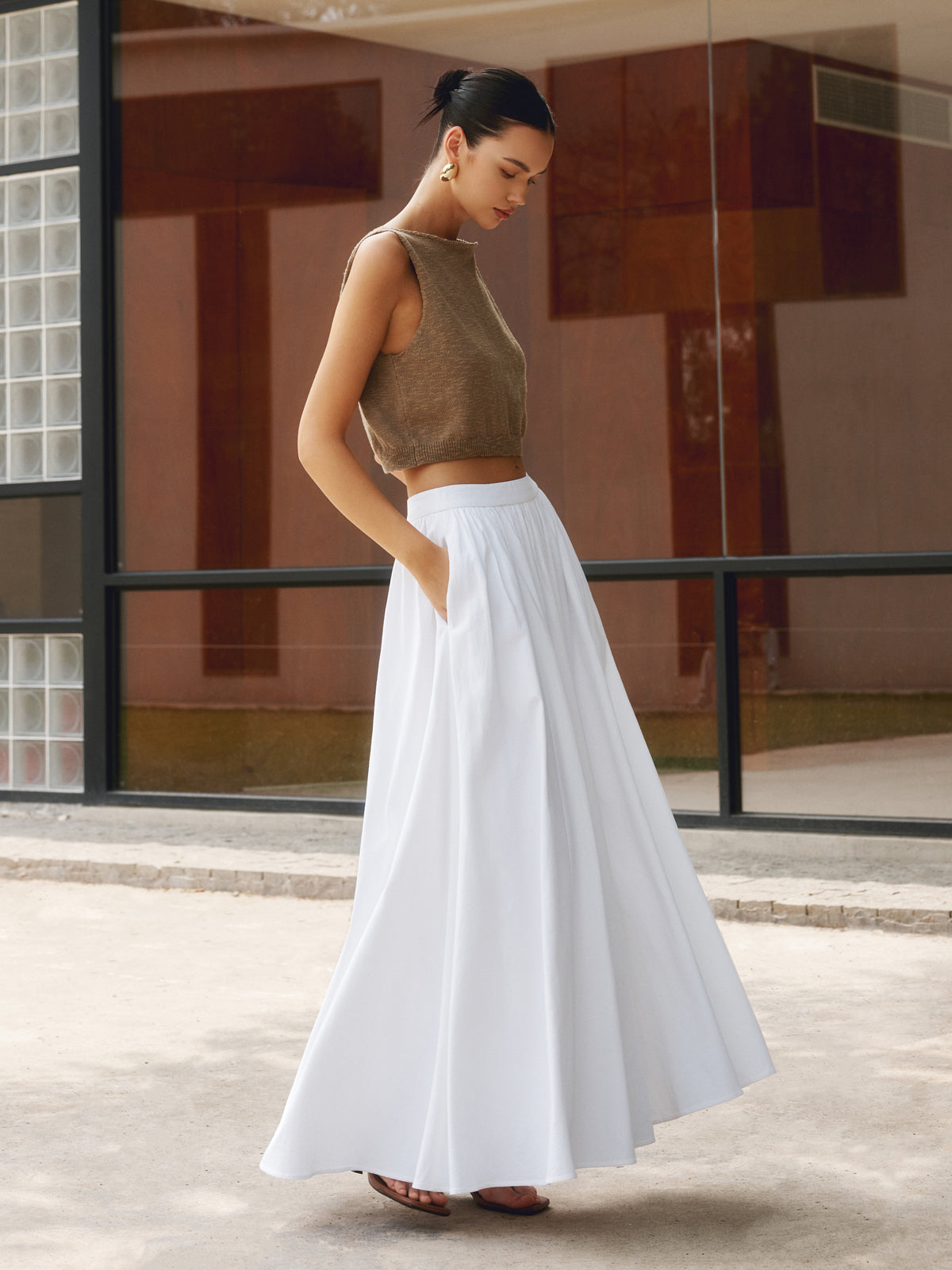 Felipa Women’s High-Waist Maxi Skirt – Pleated Elegant Flowy Summer Style