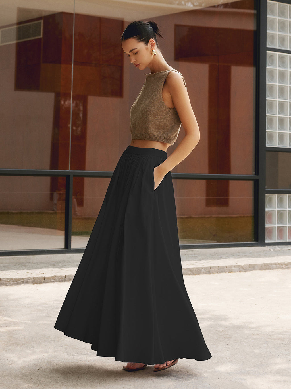 Felipa Women’s High-Waist Maxi Skirt – Pleated Elegant Flowy Summer Style