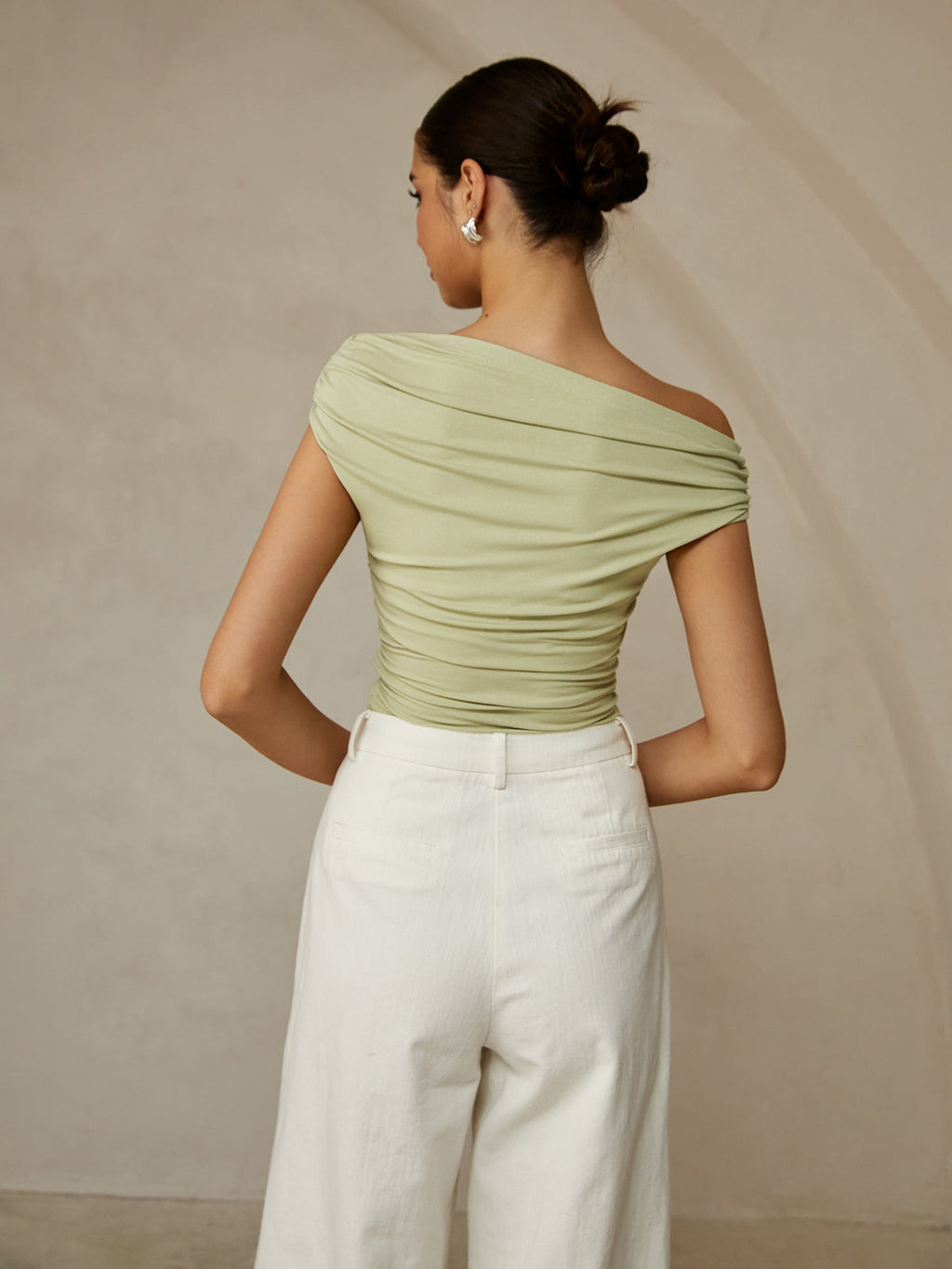 Women's Sleeveless Asymmetric Neck Top – Ribbed Stretch Basic Tank for Layering