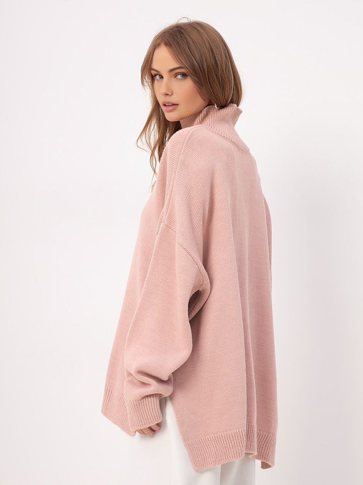 Women’s Oversized Split Sweater – Casual Modern Knit Top