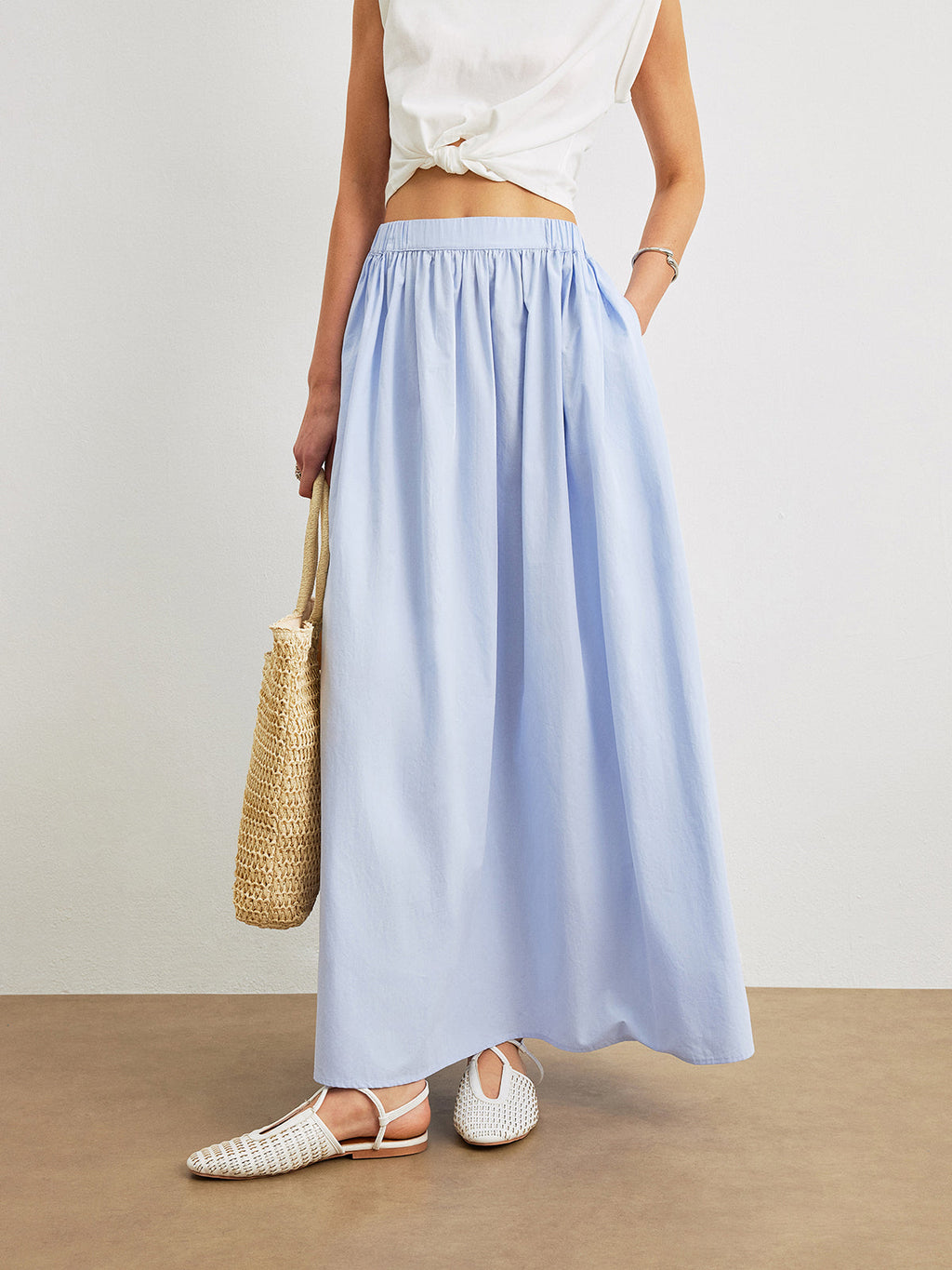 Women's Cotton A-Line Skirt with Pockets – Casual Flowy Everyday Skirt
