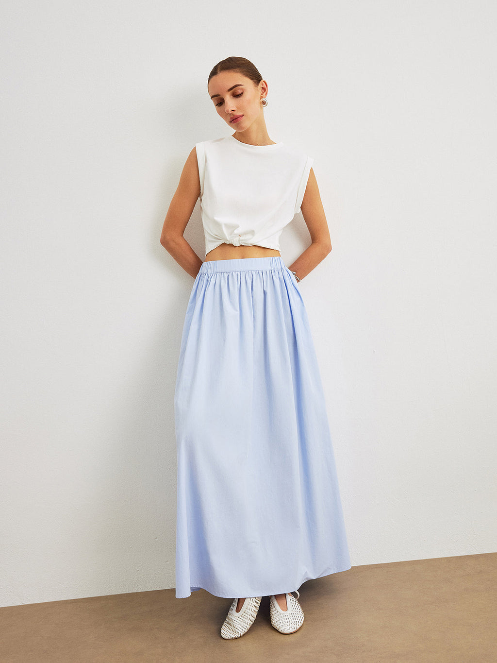 Women's Cotton A-Line Skirt with Pockets – Casual Flowy Everyday Skirt
