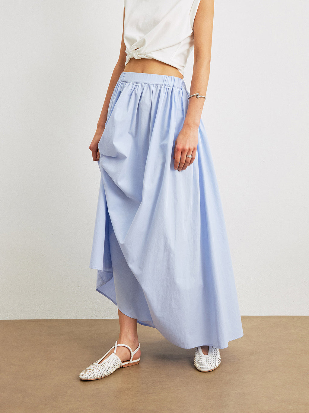Women's Cotton A-Line Skirt with Pockets – Casual Flowy Everyday Skirt