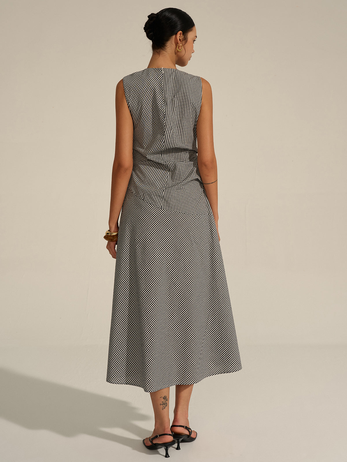 Women's Elegant Pleated Midi Dress – Waist-Defining Occasion Dress