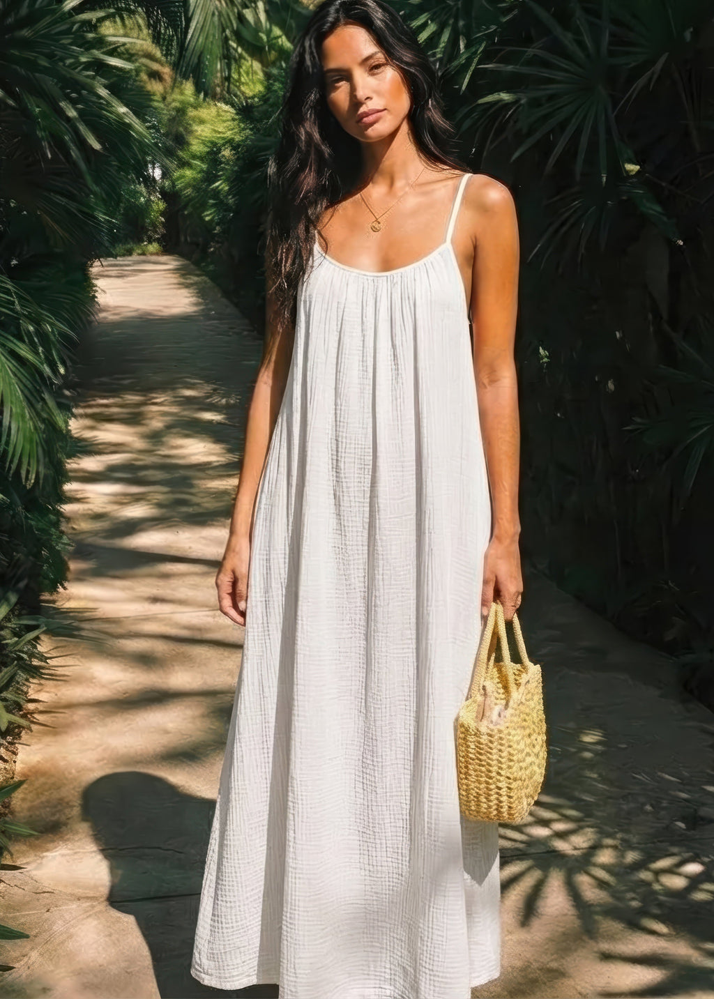 Women's Backless Cami Maxi Dress - Sleek Elegant Evening Style