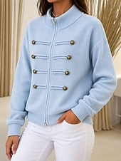 Officer-Style Knit Cardigan - Chic and Soft