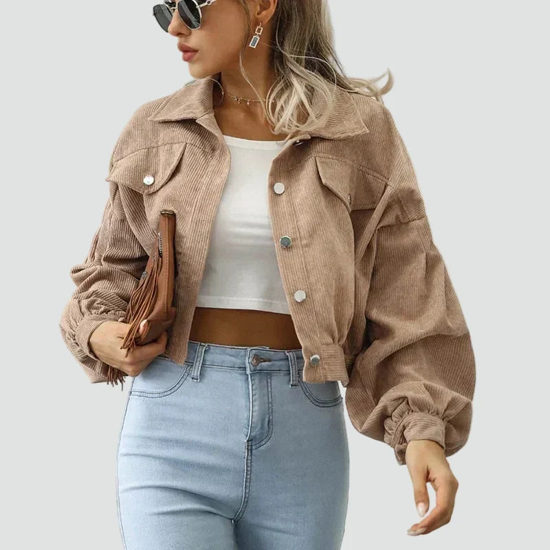 Women’s Corduroy Bomber Jacket - Casual and Modern