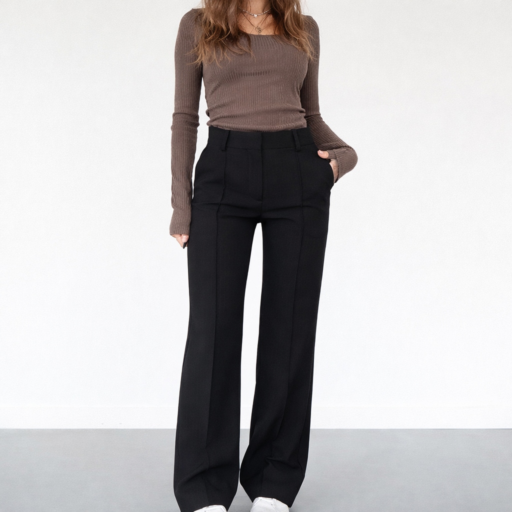 Beau Women’s High-Waist Straight-Leg Pants – Elegant Casual Work Style