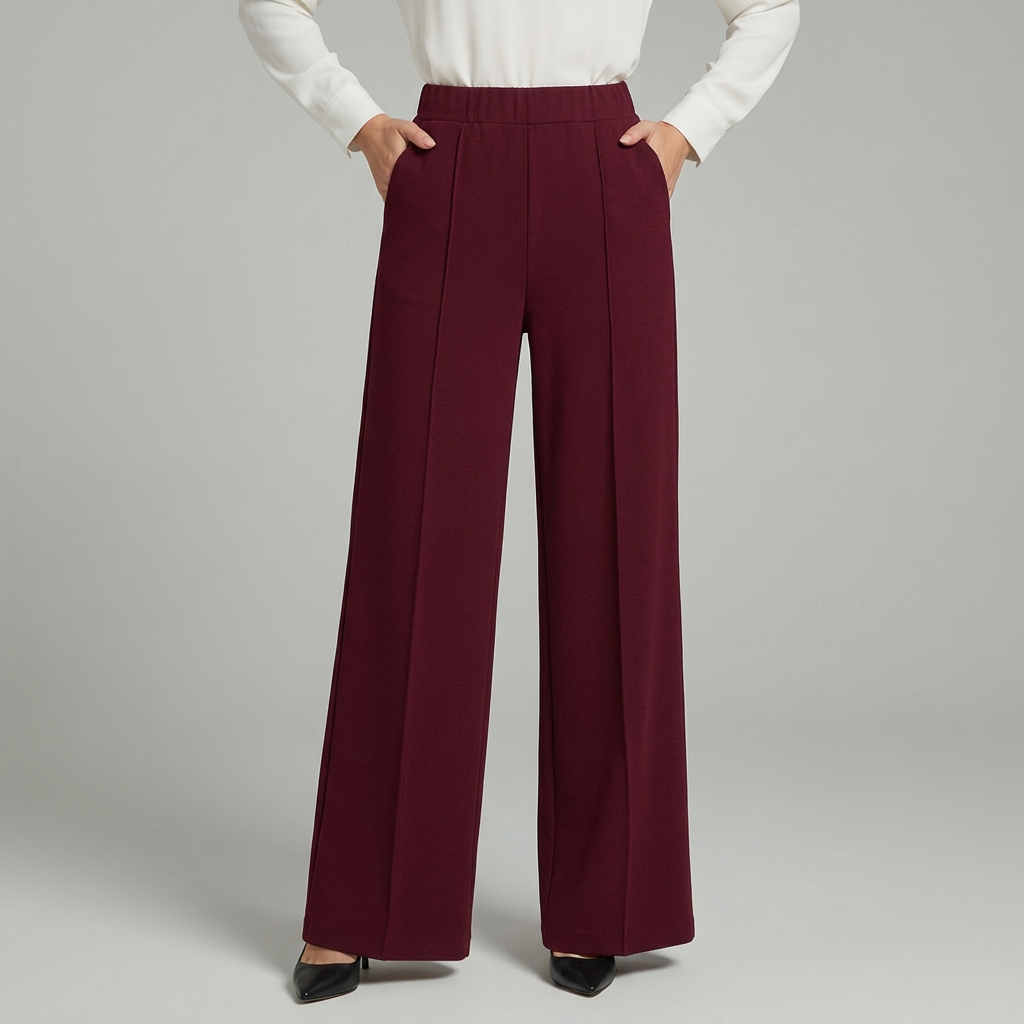 High-Waisted Pleated Wide-Leg Trousers - Elegant and Flowing