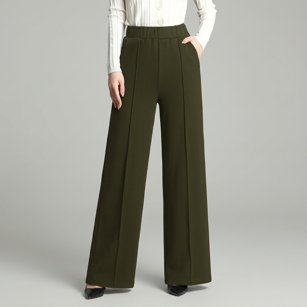High-Waisted Pleated Wide-Leg Trousers - Elegant and Flowing