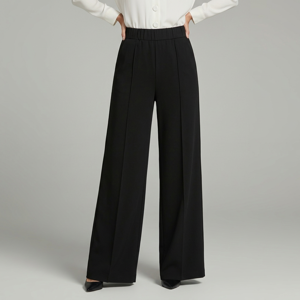 High-Waisted Pleated Wide-Leg Trousers - Elegant and Flowing