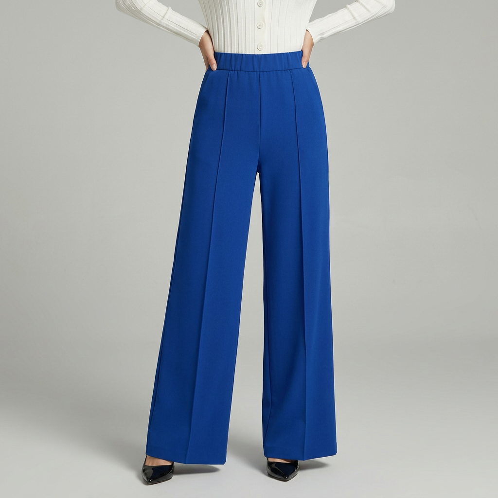 High-Waisted Pleated Wide-Leg Trousers - Elegant and Flowing