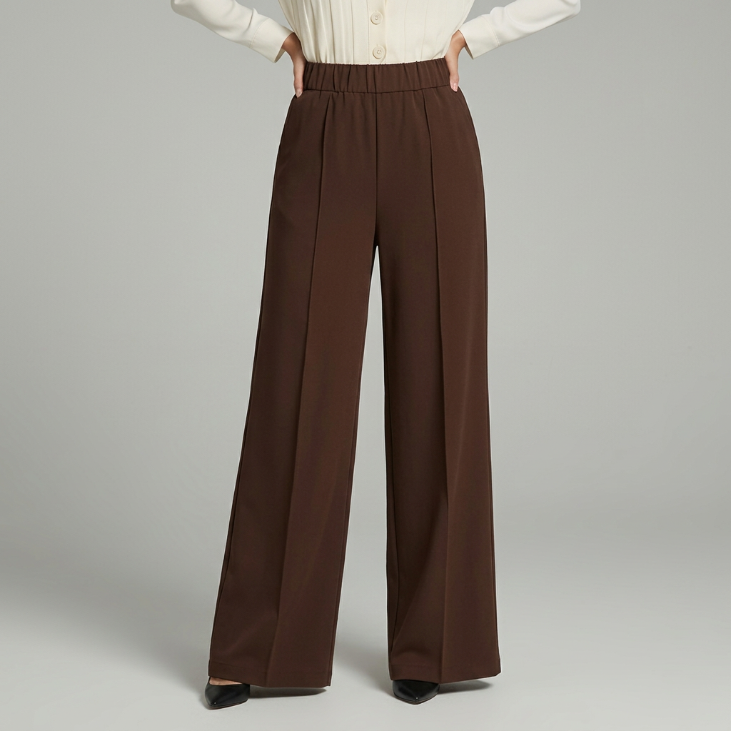 High-Waisted Pleated Wide-Leg Trousers - Elegant and Flowing