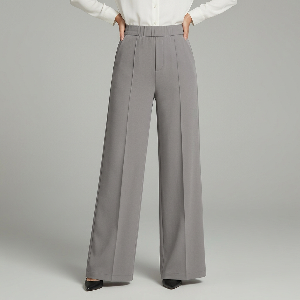 High-Waisted Pleated Wide-Leg Trousers - Elegant and Flowing