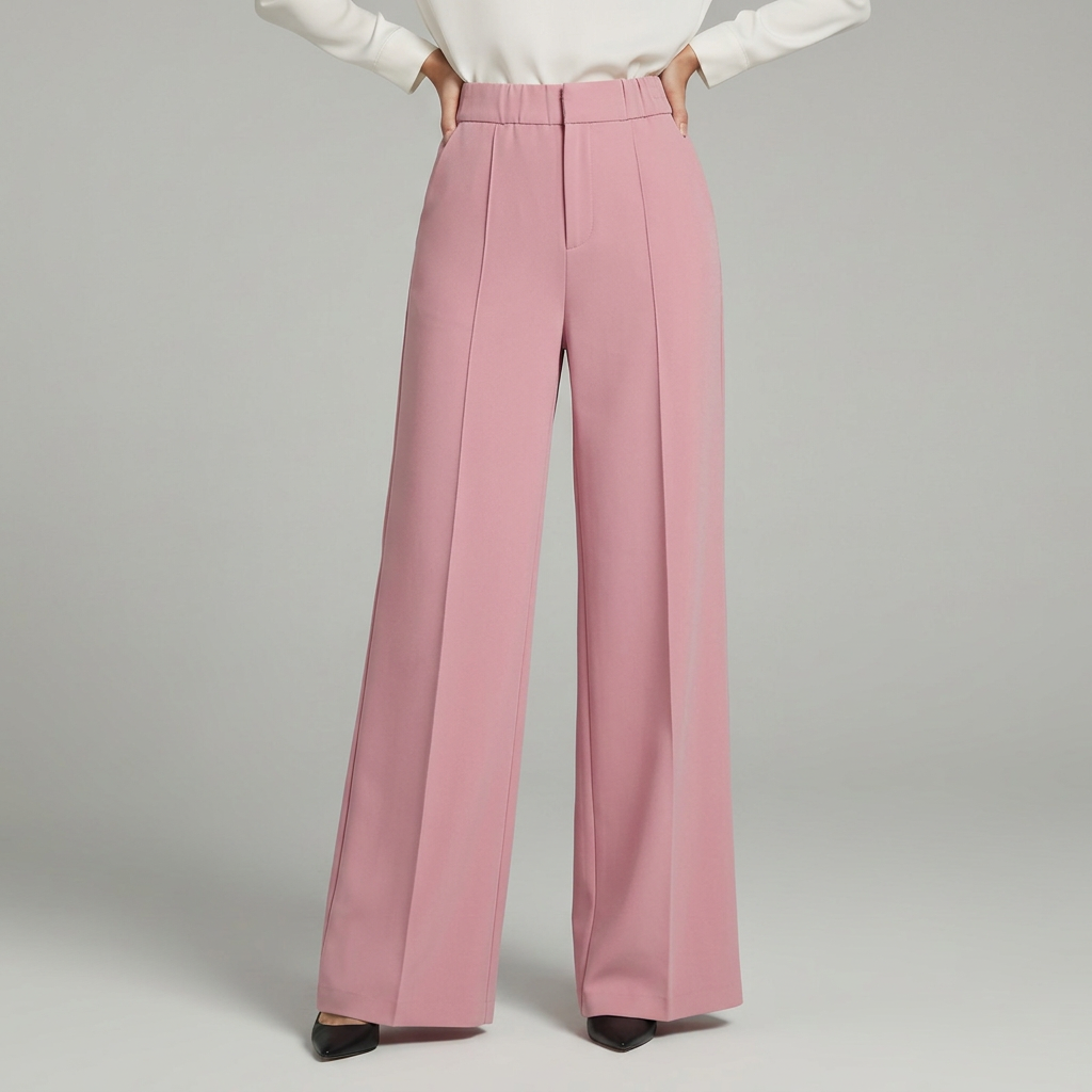 High-Waisted Pleated Wide-Leg Trousers - Elegant and Flowing