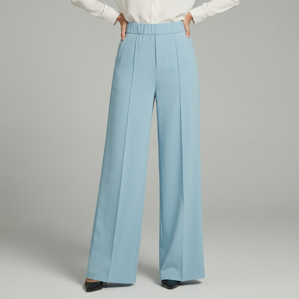 High-Waisted Pleated Wide-Leg Trousers - Elegant and Flowing