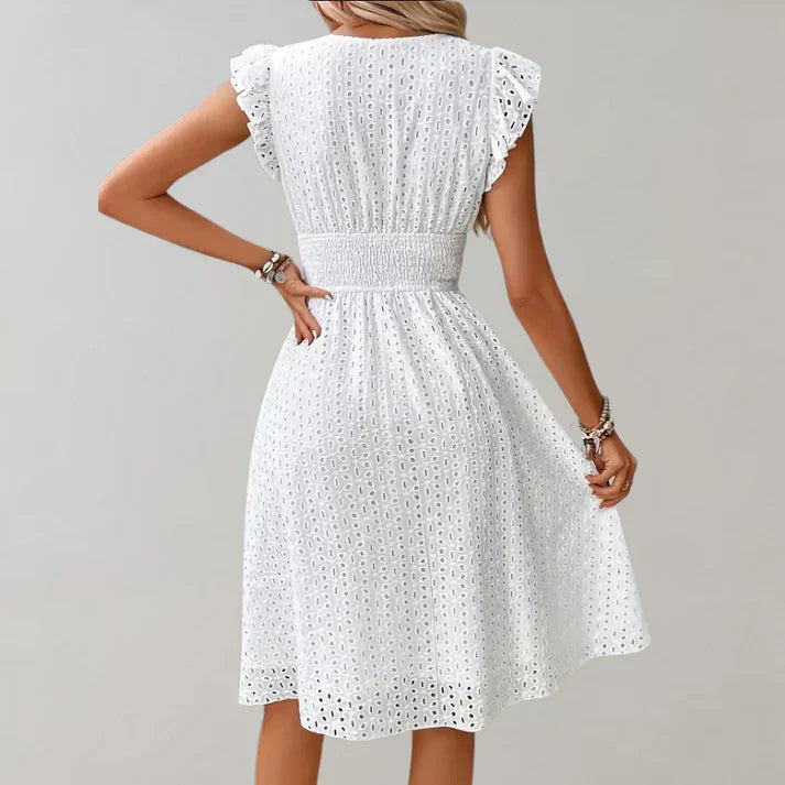 Priscilla Women’s Stylish Dress – Flutter Sleeve Elegant Casual Party Style