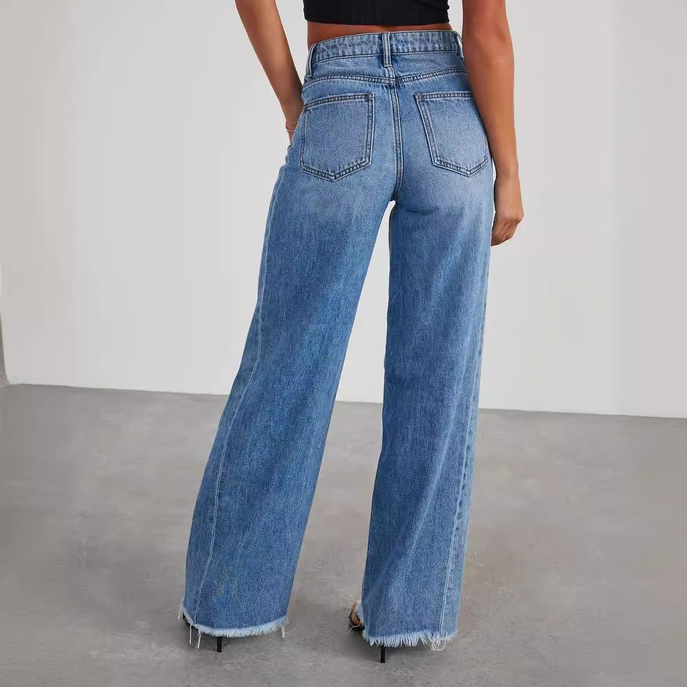 Women's High Waist Jeans - Trendy Everyday Denim Trousers