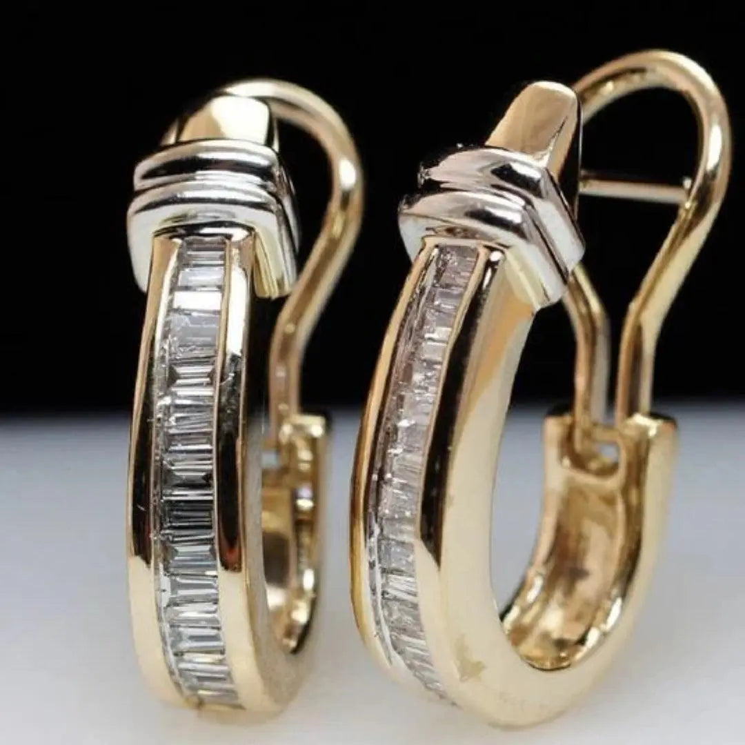 Women's Vintage Gold Diamond Earrings - Elegant Occasion Statement Jewelry