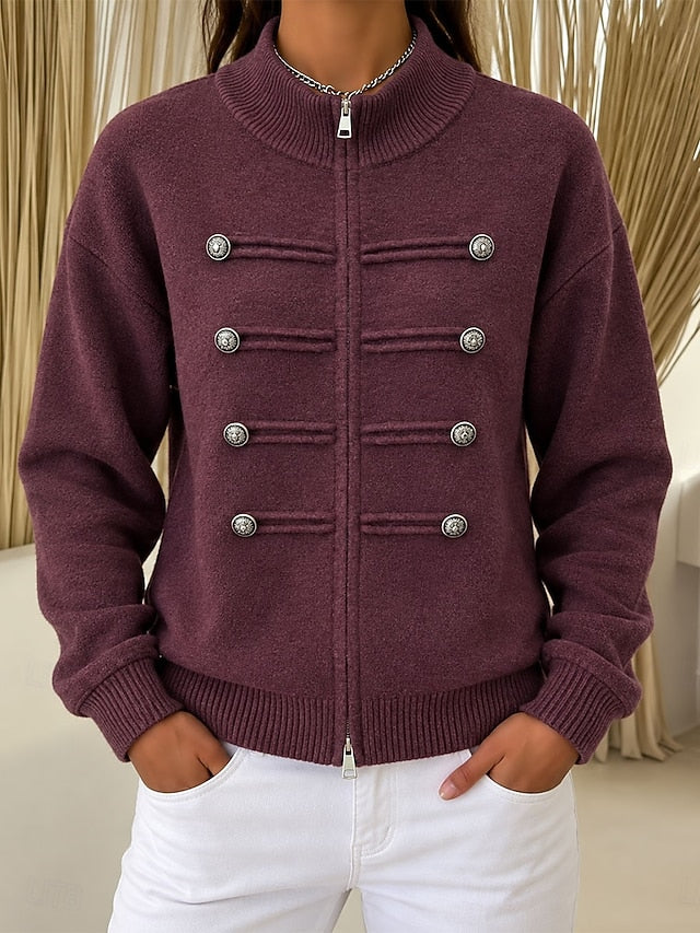 Officer-Style Knit Cardigan - Chic and Soft