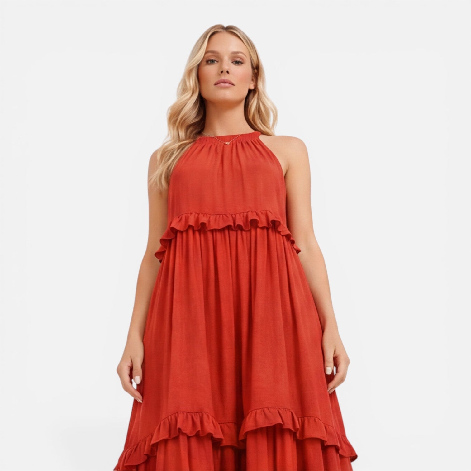 Women’s Tiered Maxi Dress – Lightweight Sleeveless Breathable Summer Dress