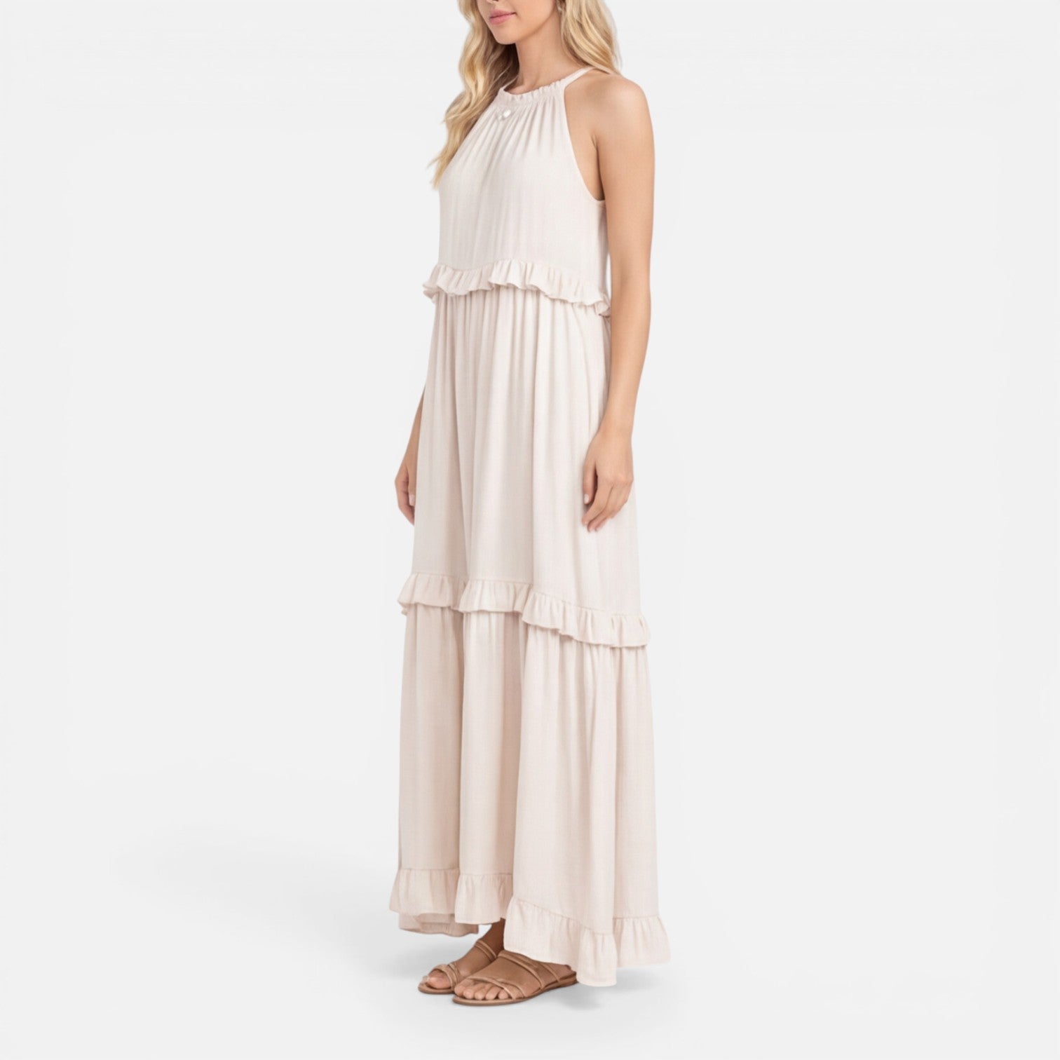Women’s Tiered Maxi Dress – Lightweight Sleeveless Breathable Summer Dress